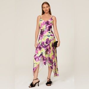 Badgley Mischka Multicolored Pleated Dress Size 6